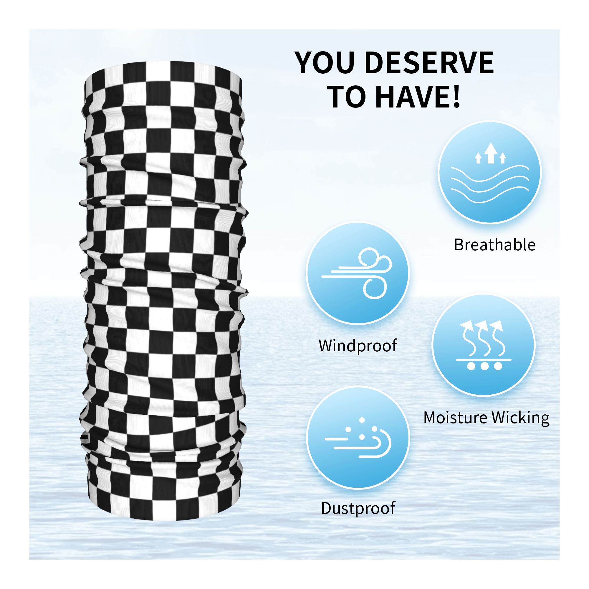 Black and white checkered Band - Sports Mask Breathable 评论和价格